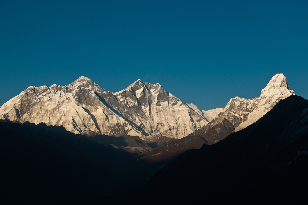 Vue sur l’Everest, le Nuptse, le Lhotse et l’Amma dablam © David Ducoin