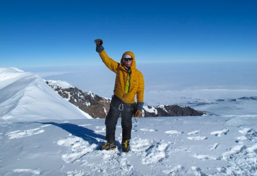 Scott W. on the summit of Mount Sidley