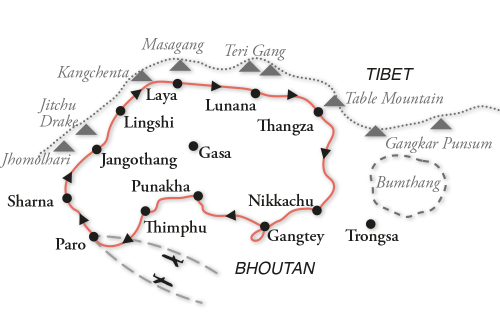 Carte du snowman trek