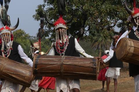 Danseurs du peuple maria en Inde Voyage vers des danseurs du peuple maria au sud du Chhattisgarh