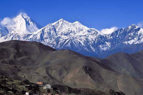 Muktinath au pied du Thorong pass dans la région des Annapurnas au Népal Muktinath au pied du Thorong pass dans la région des Annapurnas au Népal