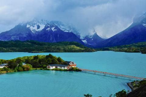 Lac Pehoe dans le parc national Torres del Paine en Patagonie au Chili
