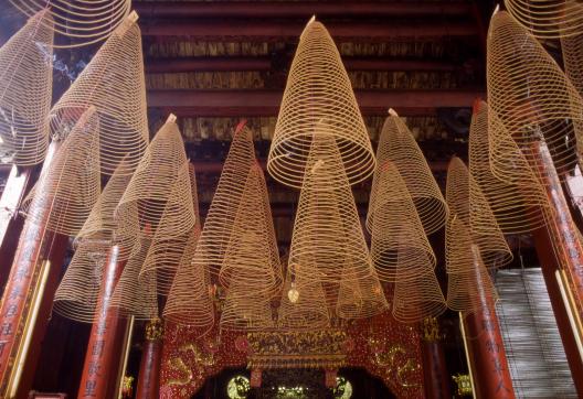 Trek vers un temple bouddhiste de Cholon dans la région de Saigon