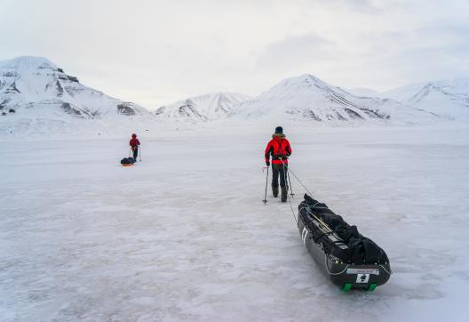 Voyage d'aventure et progression en ski pulka au Spitzberg