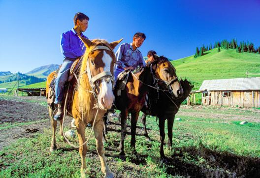 Expédition où le cheval garde une place importante au Khan Tengri au Kirghizistan