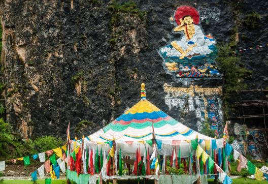 Sculpture de Mila Repa au monastère de Pelpung au Tibet oriental en Chine