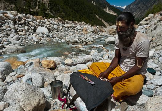 Between Gaumukh and Gangotri at Ganga river sources, Garhwal in Uttarakhand state, India