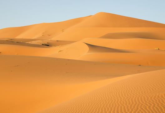 Trek sur des dunes ocres au Maroc