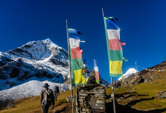 Le Chamlang à 7320 m depuis le camp de Langmale dans la région du Makalu au Népal