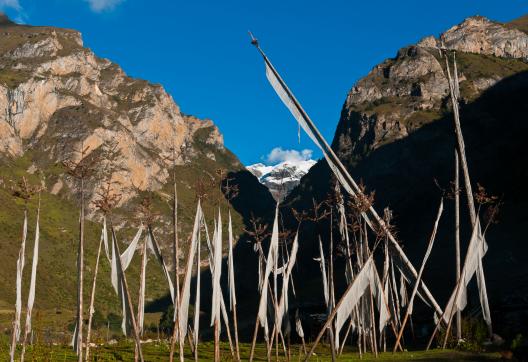 Le village de Chebisa à 3800 m pendant le trek de Laya au Bhoutan