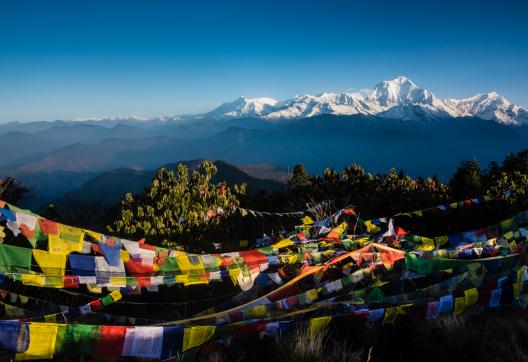 Le Dhaulagiri à 8160 m et le Tukuche peak depuis Poon Hill au Népal