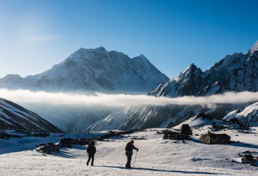 Montée du Larkye pass à 5135 m sur le tour du Manaslu au