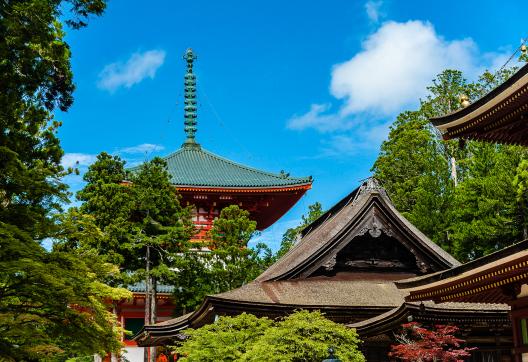 Visite du Konpo Daito à Koyasan dans la préfecture de Wakayama au Japon