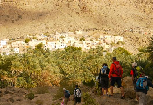 Trekking vers la palmeraie de Bidah le long du wadi Bani Khalid