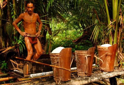 Randonnée vers le travail du sagou dans la vallée d'Attabai sur l'île de Siberut