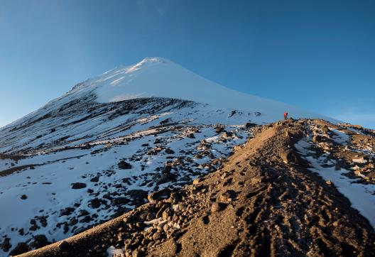 Panoramic of the Pico de Orizaba, also known as Citlaltépetl is the highest mountain in Mexico and the third highest in North America, home to the largest glacier in Mexico - near of Iztaccihuatl.