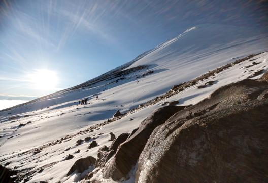 Pico de Orizaba at the sunrise, also known as Citlaltépetl is the highest mountain in Mexico and the third highest in North America, home to the largest glacier in Mexico - near of Iztaccihuatl.