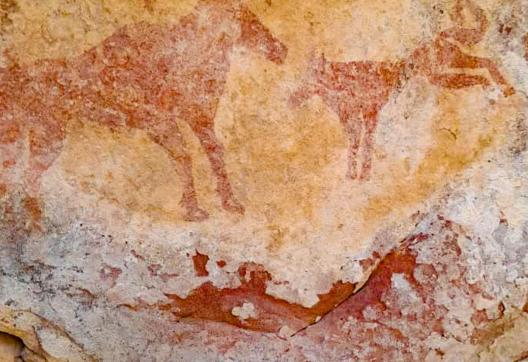 Treek près d'art rupestre dans l'oued Djerat