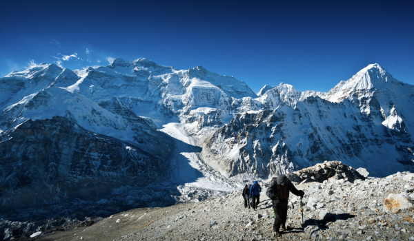 Kangchenjunga and Wedge peak from Droma peak satelite summit at 6009 M, Kangchenjunga area, Taplejung district, Nepal.