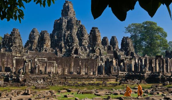 Randonnée vers le temple du Bayon dans le site d'Angkor