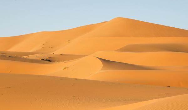 Trek sur des dunes ocres au Maroc