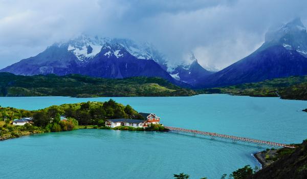 Lac Pehoe dans le parc national Torres del Paine en Patagonie au Chili