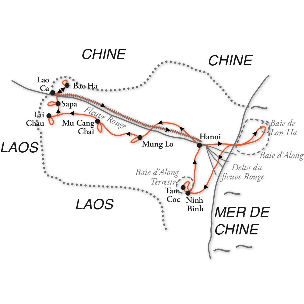 Itinéraire Des montagnes du nord-ouest aux baies d'Ha Long et Lan Ha