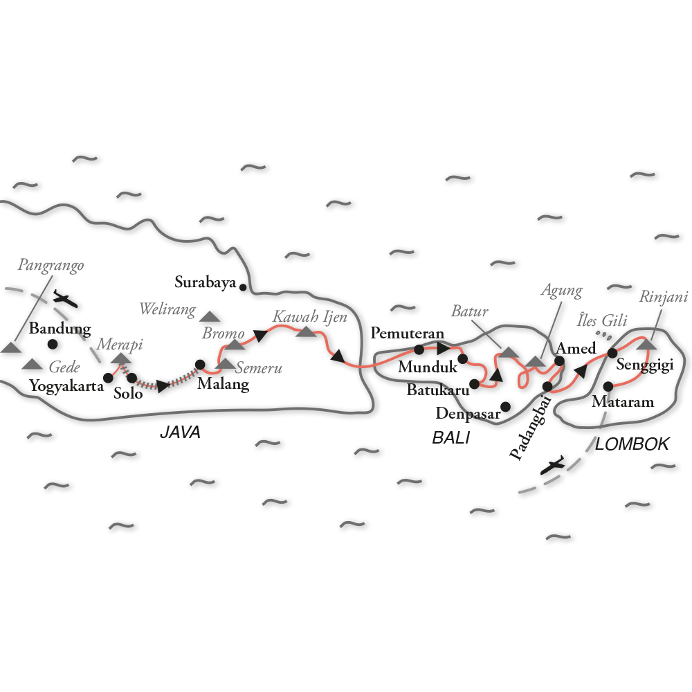 Itinéraire Sentiers et volcans de Java, Bali et Lombok