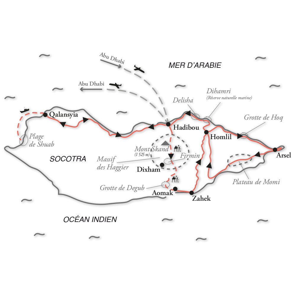 Itinéraire Exploration de l'île mystérieuse de Socotra