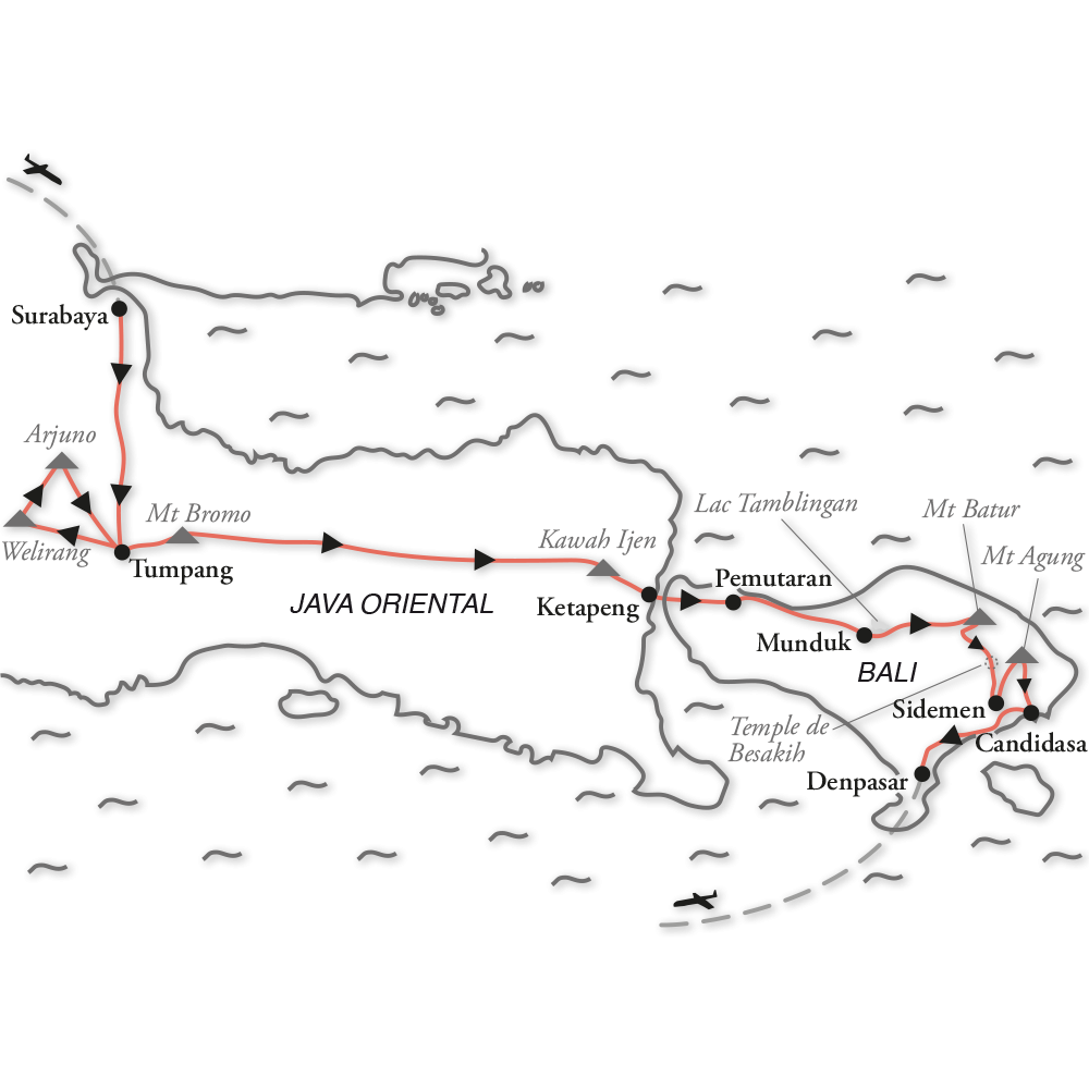 Itinéraire Volcans et sentiers de Java Est et Bali