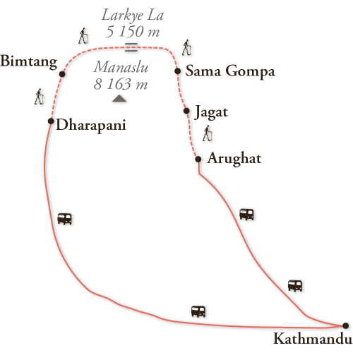 Déroulé de l'itinéraire du programme en carte