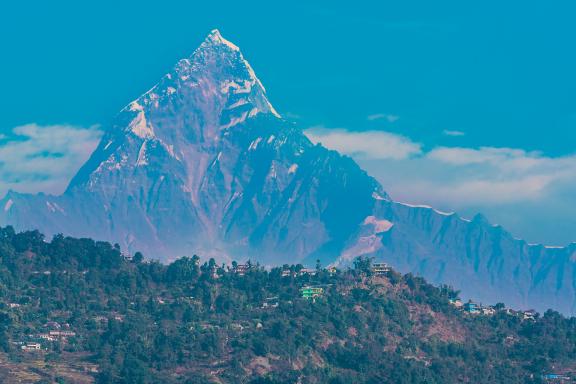 Vue sur le Machapuchare depuis Pokhara au Népal