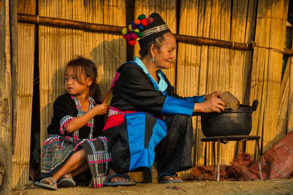 Famille hmong au nord Laos