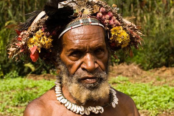 "Homme-perruque" huli de la région de Tari en Papouasie-Nouvelle-Guinée