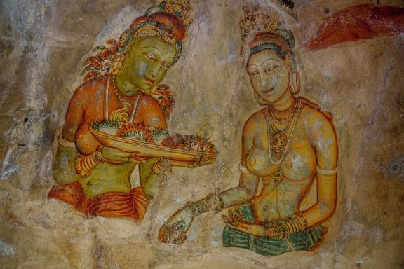 Voyage vers les peintures rupestres du site de Sigiriya au centre de Ceylan
