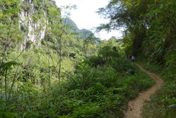 Randonnée sur un sentier montagnard entre Bao Lac et Bac Me