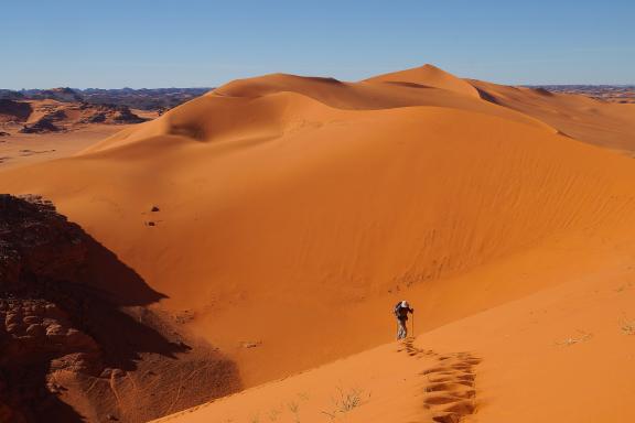 Expédition dans les dunes ocres des tassili n Ajjer en Algérie