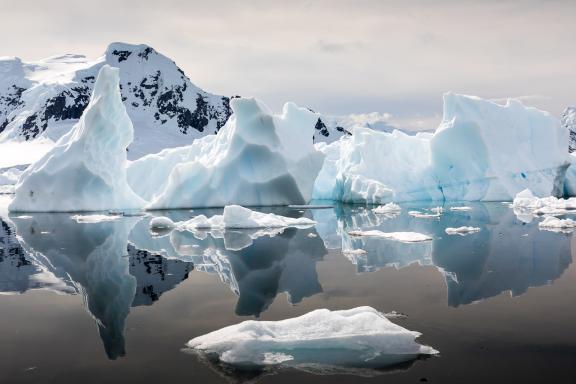 Voyage d'aventure, glace et pics rocheux enneigé en terre à Paradise Harbour