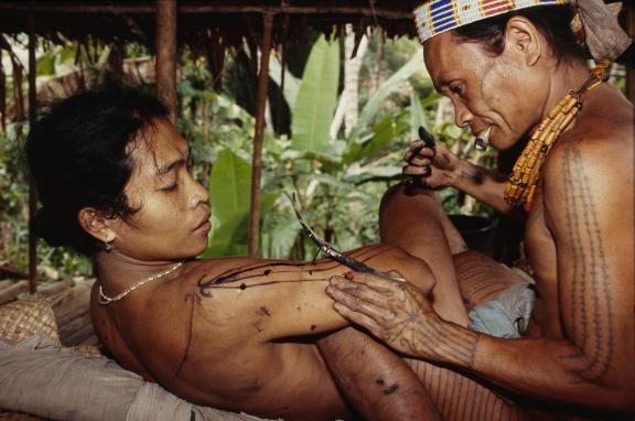 Découverte du tatouage d'un jeune homme mentawaï sur Soberut