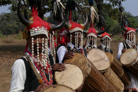 Voyage vers les danseurs maria avec les cornes de bison au Chhattisgarh