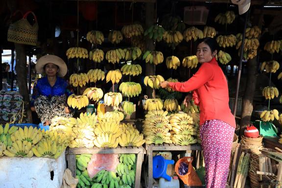 Trekking vers des vendeuses de bananes à Kampong Chhnang