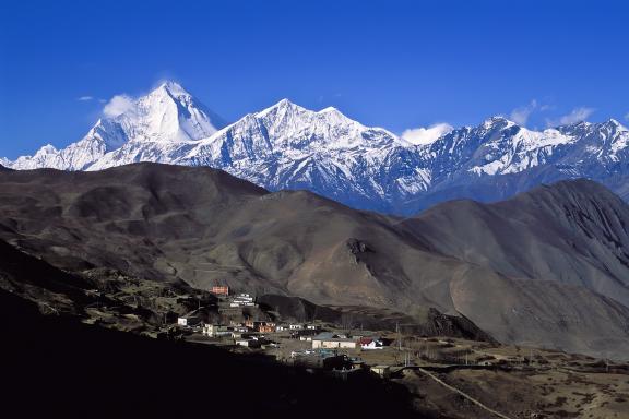 Muktinath au pied du Thorong pass dans la région des Annapurnas au Népal