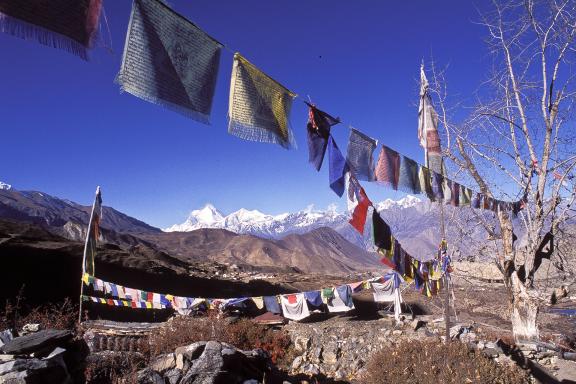 Muktinath au pied du Thorong pass dans la région des Annapurnas au Népal