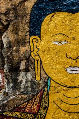 Buddha painting at Rukubji in Wangdi Phodrang in Bhutan where the film Magician and traveller was shot.