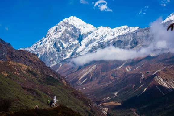 Vue sur le Pandim depuis Dzongri pendant le trek du Gocha-la au Sikkim en Inde