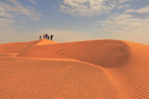 Randonnée avec un groupe de trekkeurs dans l'Adrar