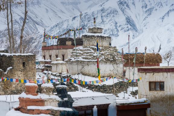 Le village de Karsha au Zanskar en hiver en Himalaya en Inde