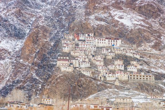 Le monastère de Karsha au Zanskar en hiver en Himalaya en Inde