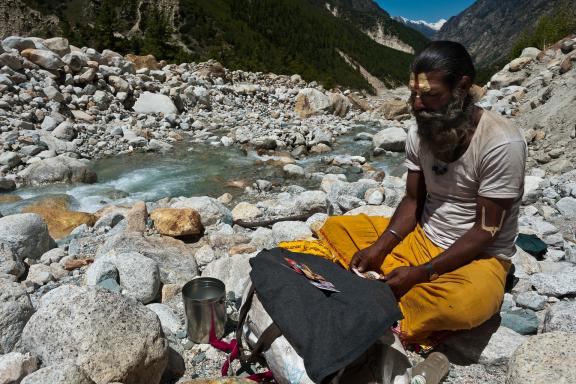 Between Gaumukh and Gangotri at Ganga river sources, Garhwal in Uttarakhand state, India