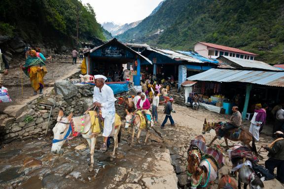 Vers le temple de Kedarnath au Garhwal en Inde